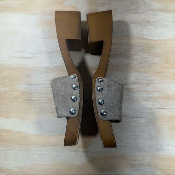 Anthropologie Suede Open Toe Buckle Slide Sandals Women’s Size 6.5 - Picture 4 of 7